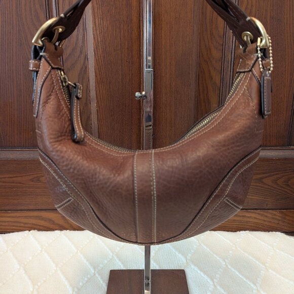 Coach Vtg Dylan Soho Pebbled Leather Hobo Bag Braided Handle - Picture 1 of 12